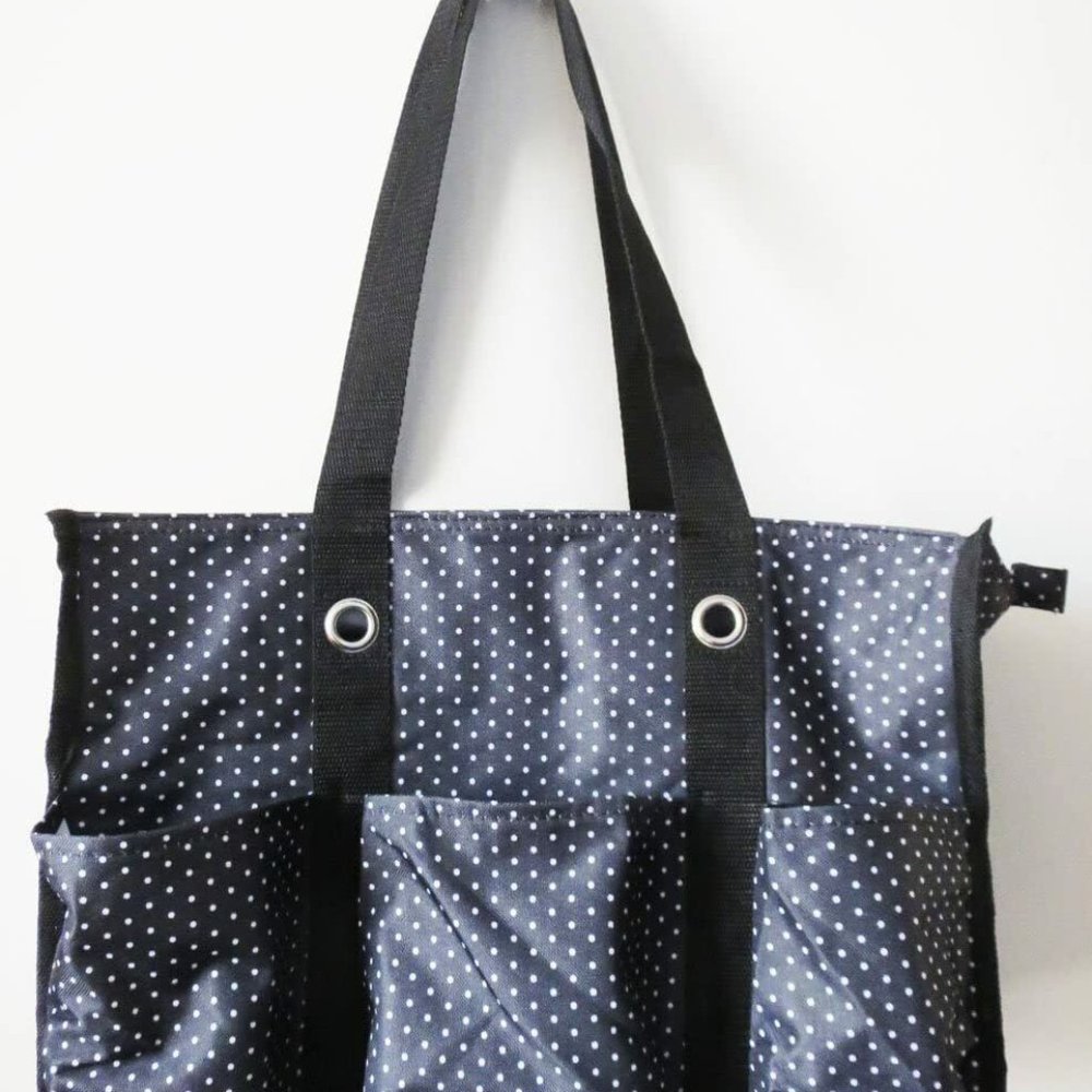Thirty One Zip Top Organizing Utility Tote Swiss Dot - Picture 2 of 6
